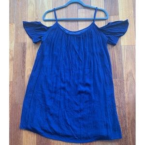 Blue off the shoulder dress in size medium.  Great condition